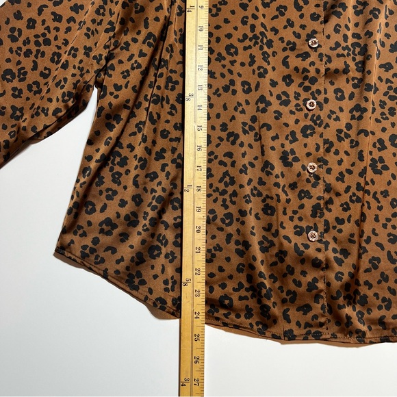 NWT Auden Women's Brown Leopard-Print Long-Sleeve Pajama Top- Size L - Picture 2 of 5
